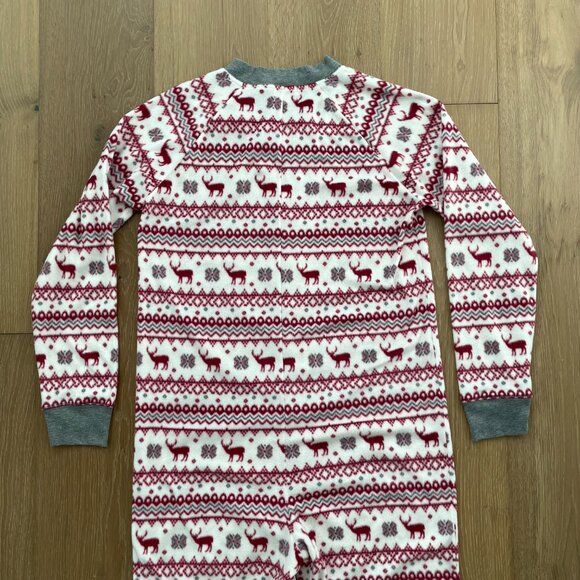 P.J. Salvage Pajamas Women Medium Onesie Moose Red White Gray Fleece One Piece - Picture 9 of 15